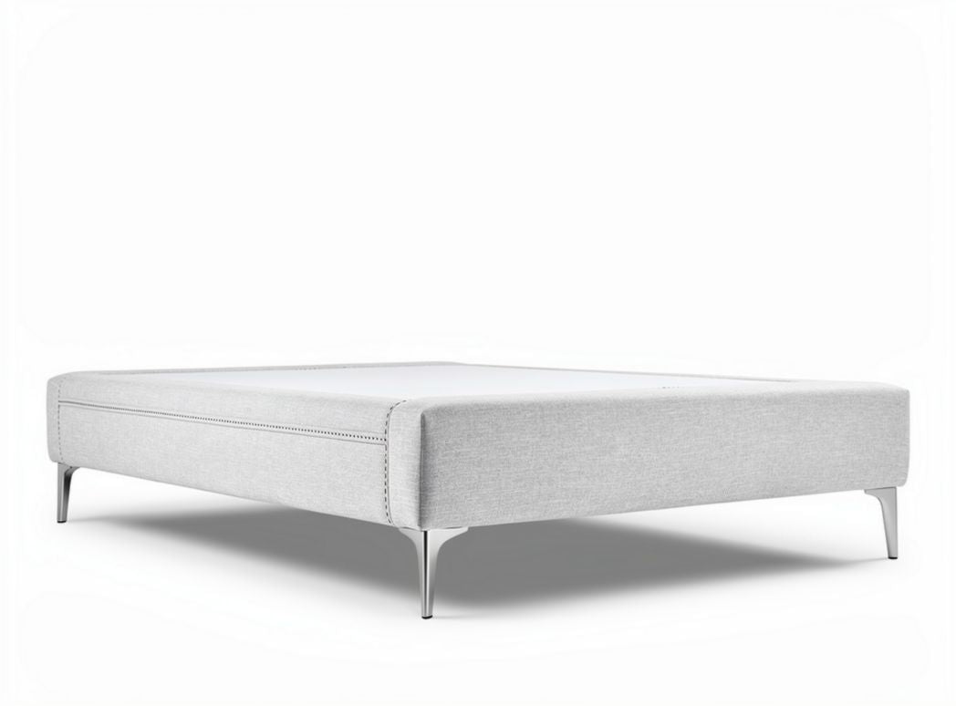 Fabric bed frame with wooden legs for queen mattress - 200 x 160 x 30cm