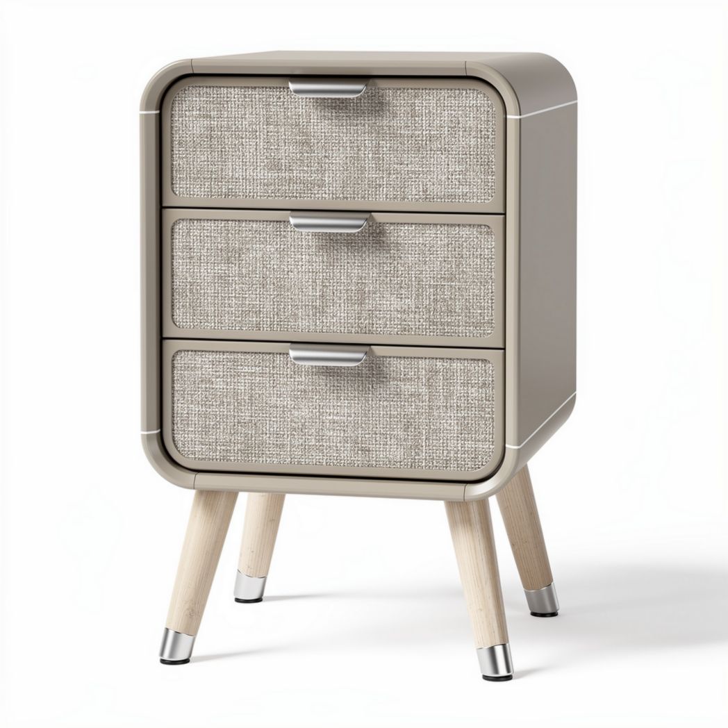 Fabric drawer storage unit with wooden legs - 40 x 35 x 60cm