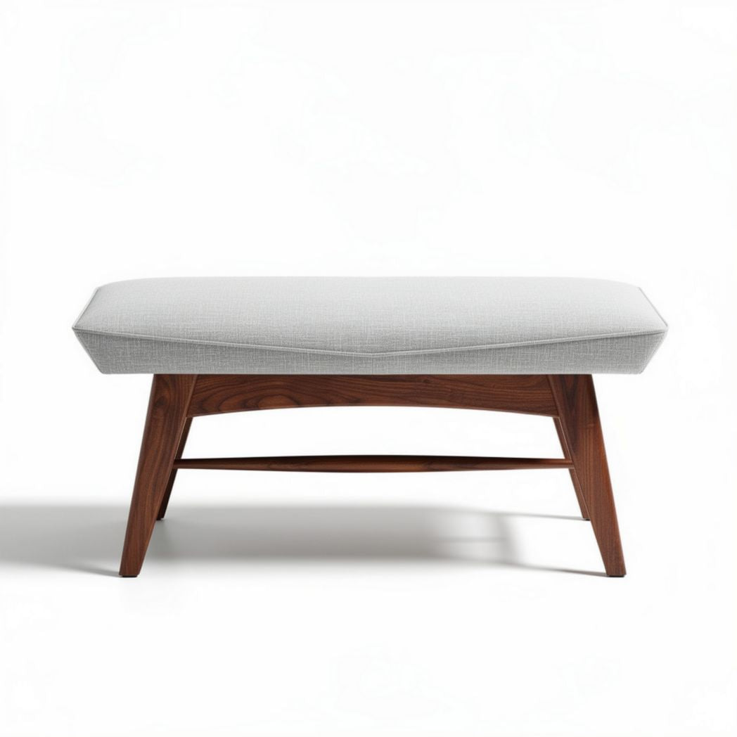 Fabric upholstered ottoman for living room use - 80 x 60 x 45cm