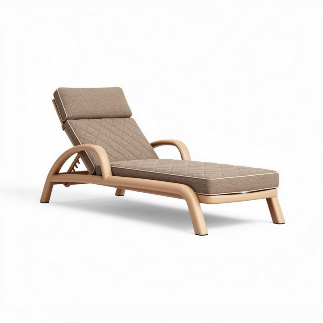 Outdoor lounge chair with aluminum frame and fabric cushion - 200 x 70 x 90cm