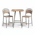 Woven rattan bar table set with two stools - 60 x 60 x 110cm