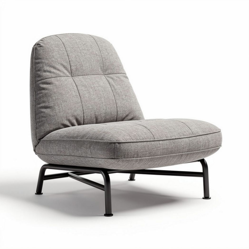 Fabric upholstered lounge chair with metal frame - 70 x 75 x 80cm