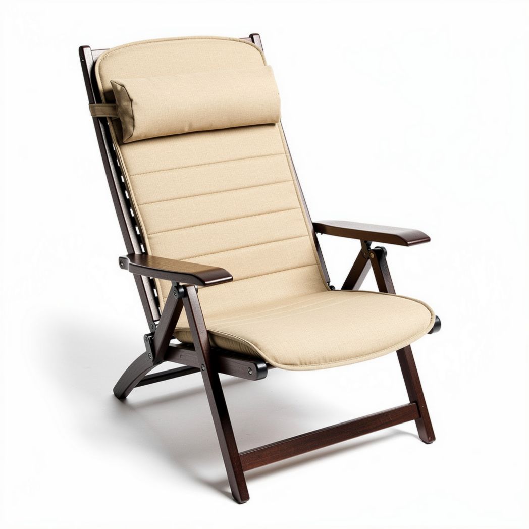 Wooden reclining chair with fabric upholstery - 86 x 60 x 100cm
