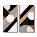 Abstract geometric wall art set in neutral tones - 60 x 90 x 2cm