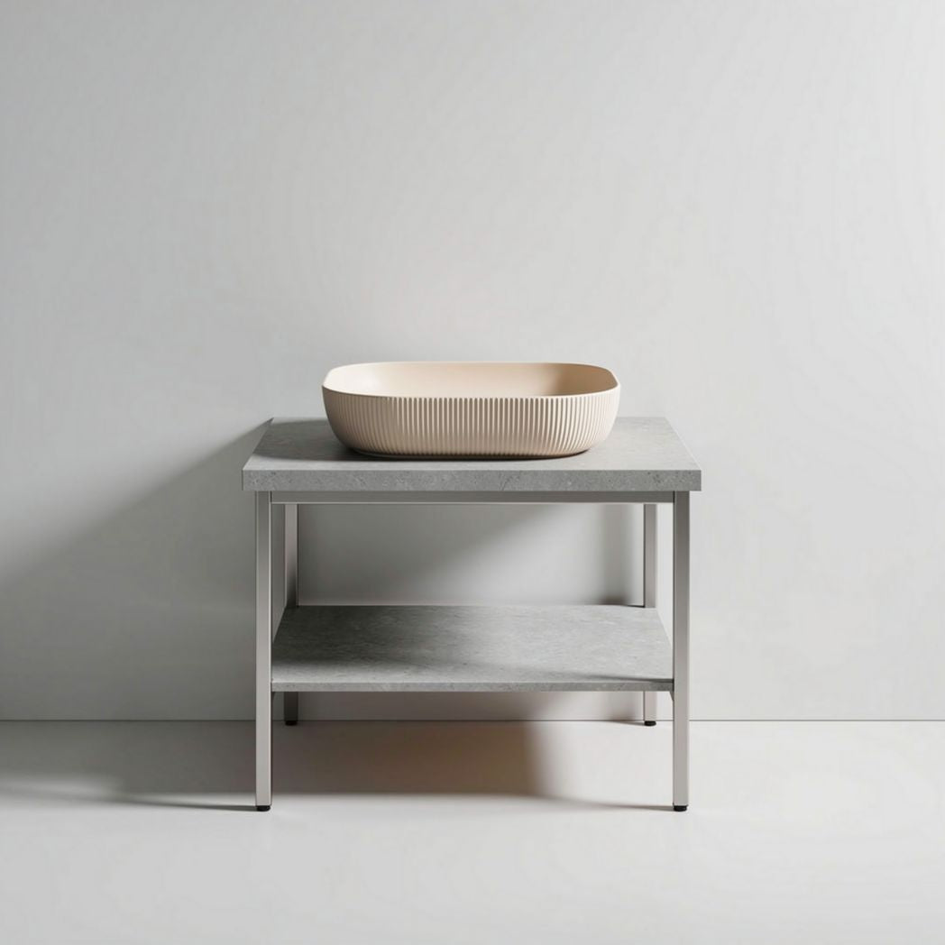 Concrete side table with removable basin for indoor and outdoor use - 80 x 50 x 75cm